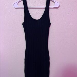 Abercrombie & Fitch Black Ribbed Scoop-Neck Midi Dress